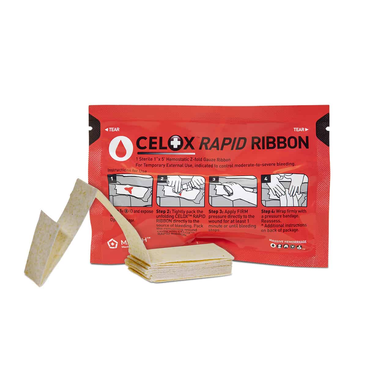 Safeguard Medical-Celox™ RAPID Ribbon, Z-Folded - 1" x 5' Case of 150-MedTech-1